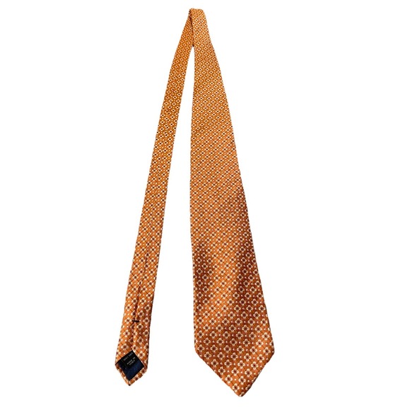 Jos. A. Bank 100% Silk Floral Tie Mens Orange Beige Classic Made In Italy 4x58" - Picture 2 of 7